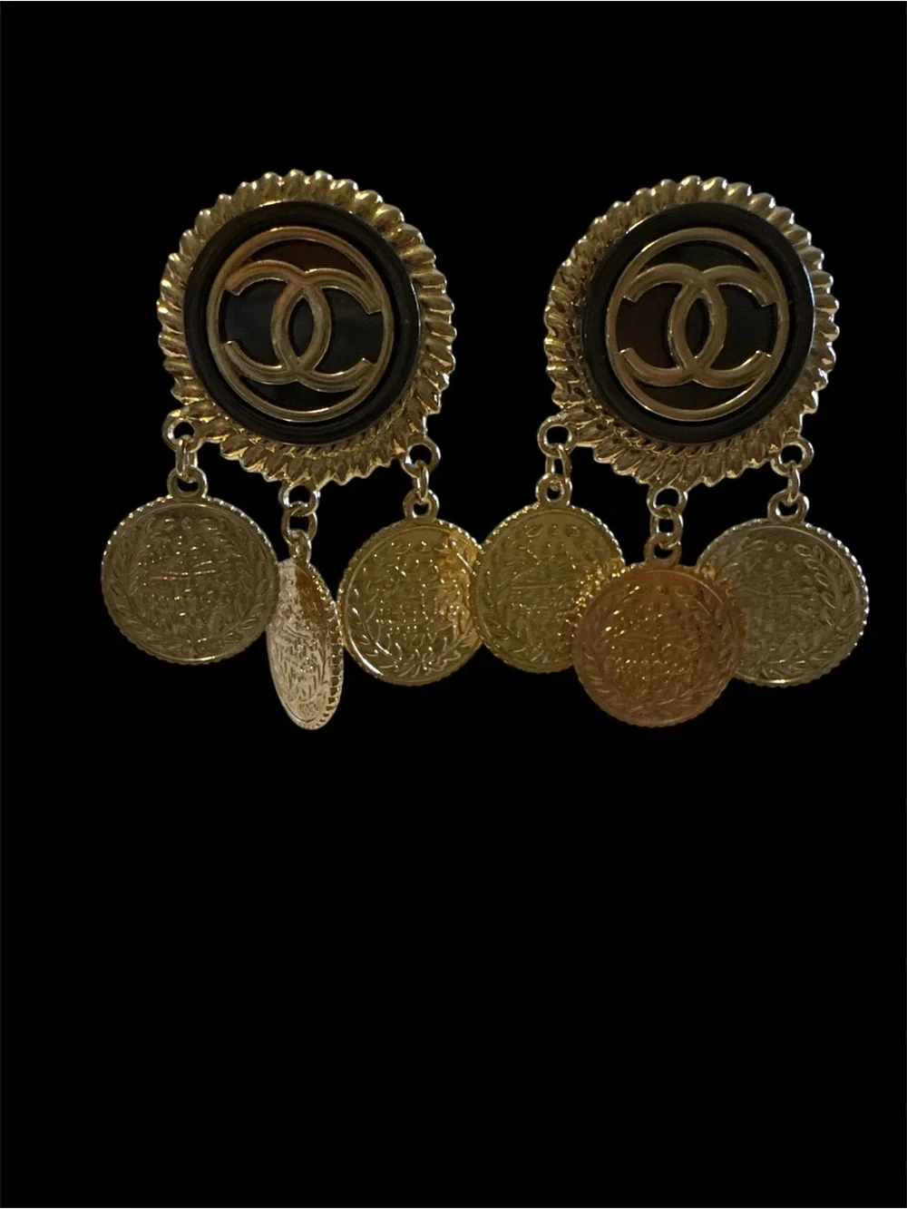 Gold Coin Drop Earrings